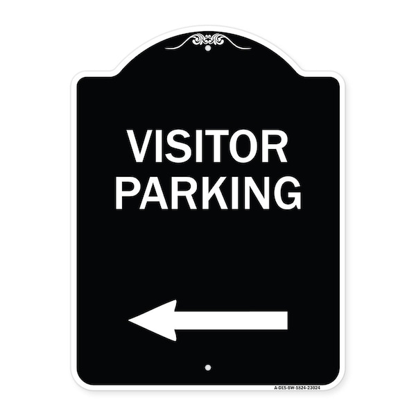 Reserved Parking Visitor Parking Arrow Pointing Left Heavy-Gauge Alum Sign, 24" x 18", BW-1824-23024